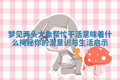 梦见两头大象 🚿 帮忙干 ♋ 活意味着什么揭秘你的潜意识与生活启示